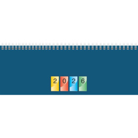 Carnet de Rendez-vous Horizontal BRUNNEN 2026 - 297 x 105 mm, Couverture Carton Bleu