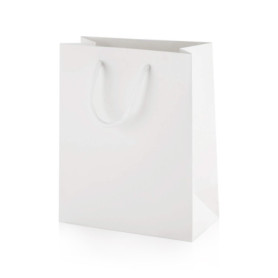 Sacs Cadeaux Blancs Mat Laminés - 10 Pièces avec Poignées en Corde
