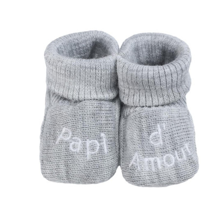 Chaussons Bébé Unisexe Kinousses Gris - Taille Unique 0-1 Mois