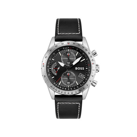 Montre Chronographe BOSS Édition Pilot pour Homme - Cadran Noir et Bracelet en Cuir