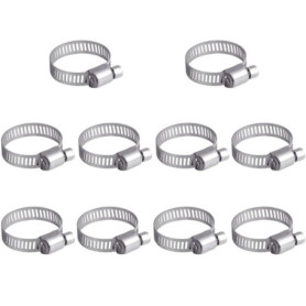 Lot de 10 Colliers de Serrage Réglables en Acier Inoxydable 304 - 16-25mm