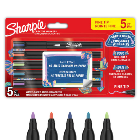Lot de 5 Marqueurs Acryliques Sharpie - Tons Terre pour Art Créatif
