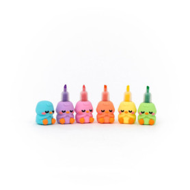 Set de 6 Surligneurs Empilables Lazy Bo-Bo - Papeterie Colorée et Originale