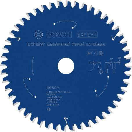 Lame de Scie Circulaire Bosch EXPERT pour Panneaux Stratifiés - 160 mm