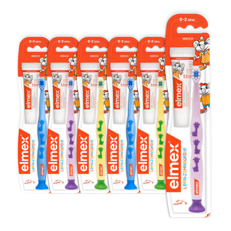 Elmex Lot de 6 Brosses à Dents d'Entraînement Multicolores pour Enfants