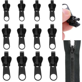 Kit de 12 Curseurs de Fermeture Éclair Universels - Réparation Instantanée pour Vêtements et Valises