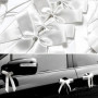 50 Nœuds de Voiture en Satin Blanc pour Mariage - Fait à la Main, Faciles à Attacher