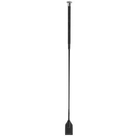 Cravache d'Obstacle Noir 65 cm avec Poignée en Cuir Synthétique