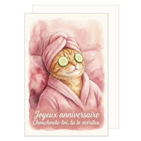Carte d'Anniversaire Premium avec Enveloppe - Humour Chat Bien-Être