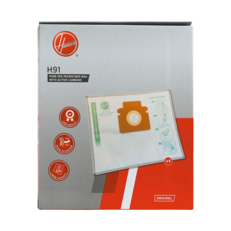 Sacs Aspirateur Hoover H91 - 4 Sacs Microfibre Pure EPA Anti-Odeur
