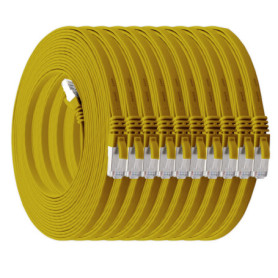 Lot de 10 câbles réseau plats Cat7 - 0,5 m jaune pour Gigabit LAN