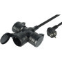 Rallonge Electraline 1 m avec 3 Prises Caoutchouc IP44 pour Chantier
