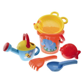 Gowi Jeu d'Eau et de Plage avec Seau et 5 Accessoires Colorés