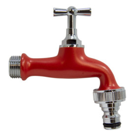 Robinet de jardin réglable S&M ½" rouge avec prise automatique