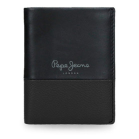 Portefeuille Vertical Pepe Jeans avec Porte-Monnaie en Cuir Noir