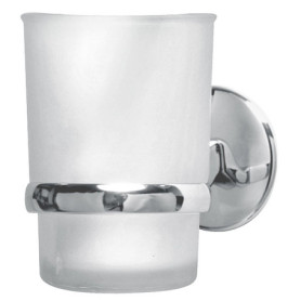 Porte Brosse à Dents Mural en Chrome avec Gobelet en Verre - Fackelmann
