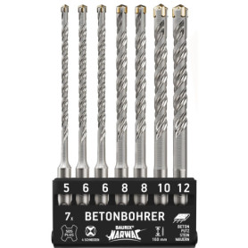 BAURIX® Set de Forets Métal SDS Plus - 7 Pièces pour Perçage Efficace