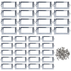 Supports d'Étiquettes en Métal HAOBIN - 36 Pièces pour Tiroirs et Bibliothèques