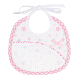Bavoir Bébé en Coton Piquet avec Pochette à Broder Étoiles - Fabriqué en Italie