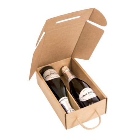 Lot de 4 Étuis en Carton pour 2 Bouteilles de Vin - Boîte Cadeau Kraft