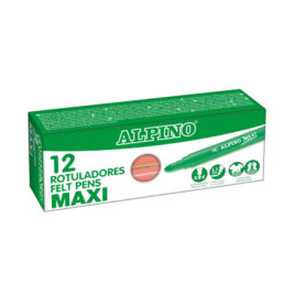 Étui de 12 feutres maxi saumon clair Alpino - Marqueurs super lavables pour enfants