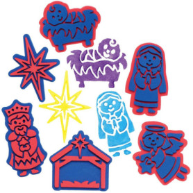 Tampons en Mousse de la Nativité - Lot de 10 pour Projets Artistiques Enfants