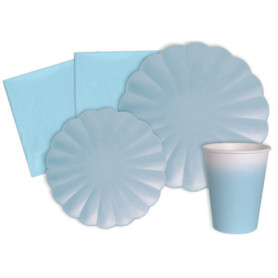 Kit Vaisselle de Fête Écologique Flower Shape pour 24 Personnes - 112 Pièces