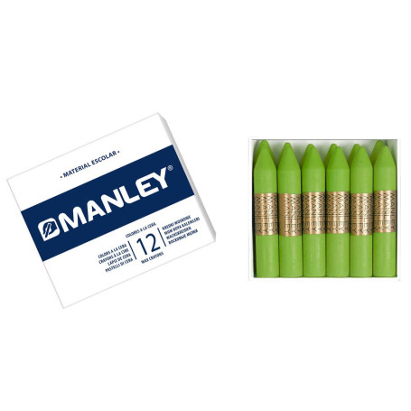 Lot de 12 Crayons de Cire Manley - Vert et Jaune