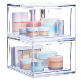 Organisateur de maquillage STORi Audrey - Lot de 2 tiroirs empilables transparents