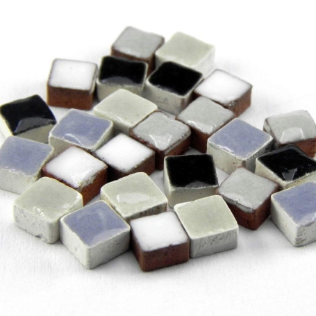Lot de 500 mini mosaïques en céramique noir et blanc - 5 mm