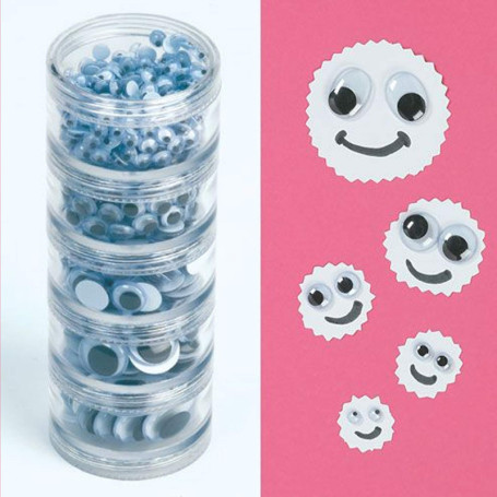 Lot de 560 Yeux Mobiles Auto-Adhésifs Noir et Blanc pour Décorations Créatives