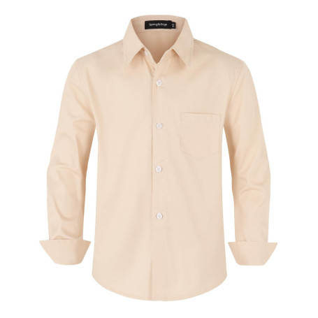 Chemise Classique Beige en Coton pour Enfants - Spring&Gege 7-8 Ans