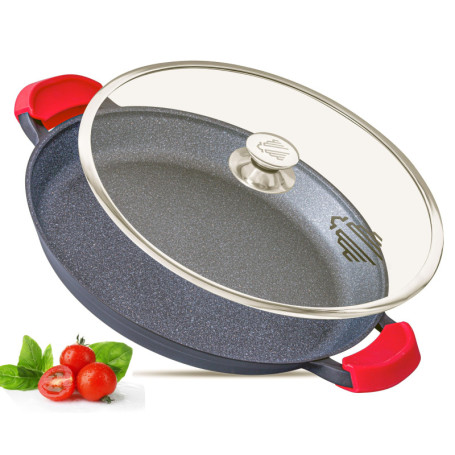 Poêle à Paella INTIGNIS 36 cm avec Couvercle en Verre - Revêtement Céramique GREBLON