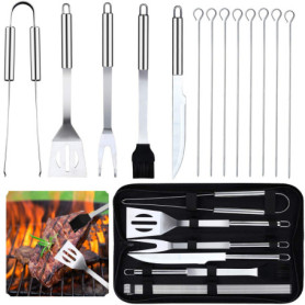 Kit de Barbecue Miilovdora en Acier Inoxydable avec Étui de Transport