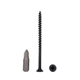 Lot de 1000 vis à bois en acier carbone noir 4,2 x 75 mm - Fixations polyvalentes