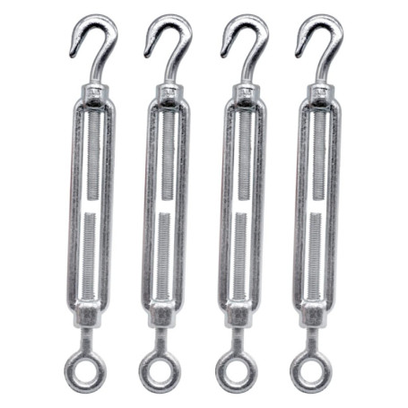 Lot de 4 tendeurs de câble M6 réglables avec crochet et œillet