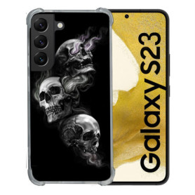 Coque Renforcée en Verre Trempé pour Samsung Galaxy S23 - Tête de Mort Triple