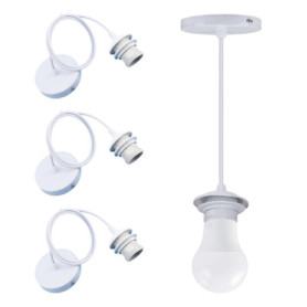 Lot de 3 Suspensions E27 avec Câble et Douille en Métal