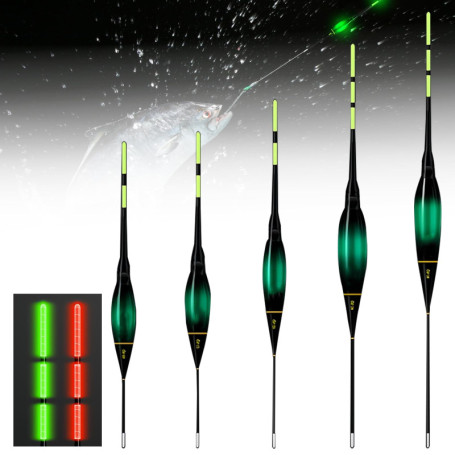Lot de 5 Flotteurs de Pêche à LED avec Détection de Gravité - WIYETY