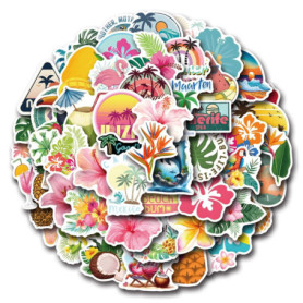 Lot de 50 Autocollants Tropicaux pour Décoration Créative