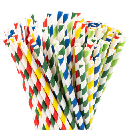 Pailles en Papier Colorées Carehabi - 200 Pièces Éco-Responsables pour Fêtes et Événements