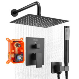 Ensemble de Douche Encastrable VEVOR avec Pommeau Carré Noir Mat