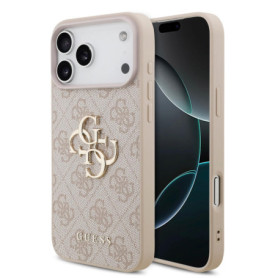 Coque iPhone 17 Pro Guess 4G Grand Logo - Rose Bonbon
