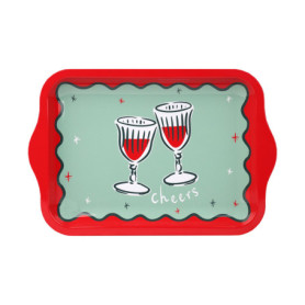 Petit Plateau de Service de Noël Rouge 24 cm - Talking Tables
