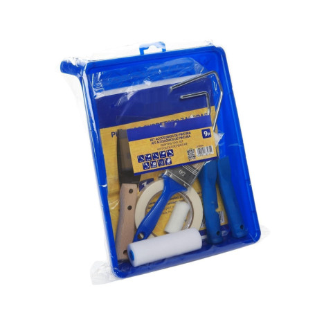 Kit d'Accessoires de Peinture 9 Pièces - Pinceaux, Rouleaux et Spatules