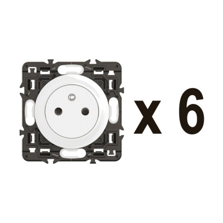 Prise Électrique Murale Céliane Legrand - Lot de 6 avec Socle Rétractable - Blanc