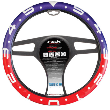 Housse de Volant Simoni Racing Clock en Eco-Cuir Rouge/Blanc/Bleu - 37-39cm