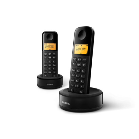 Philips D160 Duo - Téléphone Fixe Sans Fil DECT avec Grand Écran 1,6"