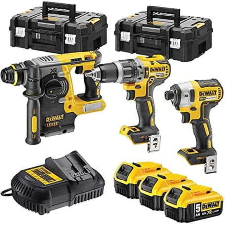 Kit 3 Outils Sans Fil DeWalt XR 18V Brushless avec Batteries et Coffrets TSTAK