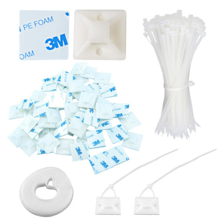 GOLDEROC Attaches Câbles Auto-Adhésives - 100 Pièces en Nylon Blanc